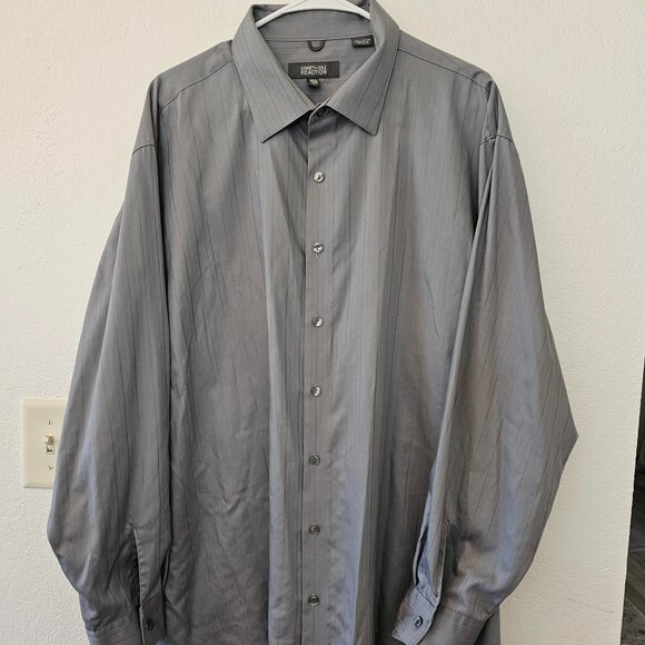 Kenneth Cole Reaction Other - KENNETH COLE REACTION Wrinkle Free Dress Shirt Men's XXL18 1/2 34-35  Gray Strip